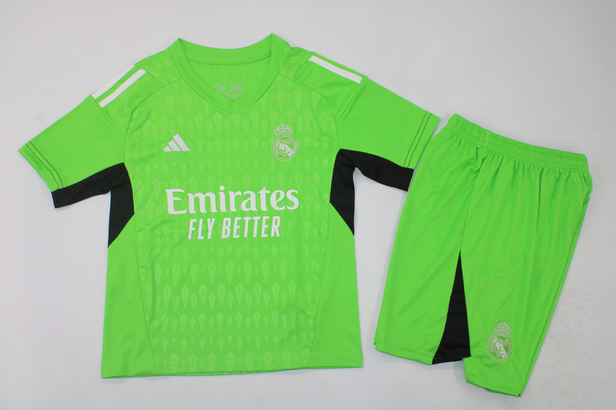 Kids-Real Madrid 23/24 GK Green Soccer Jersey
